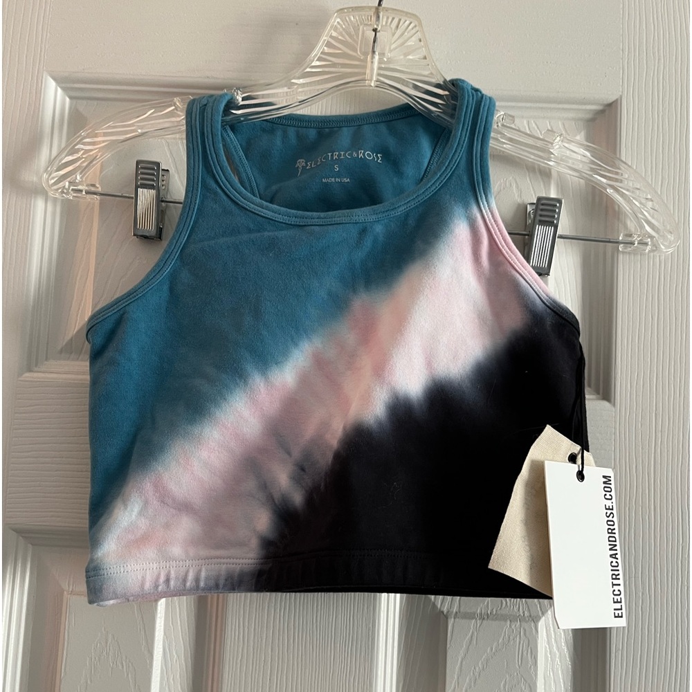 Electric & Rose tie dye tank sports top, size small